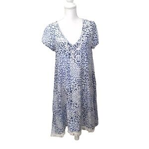 Ruby Yaya Large Dress V Neck A Line Lightweight Fringe Hem Sequins Embroidery.